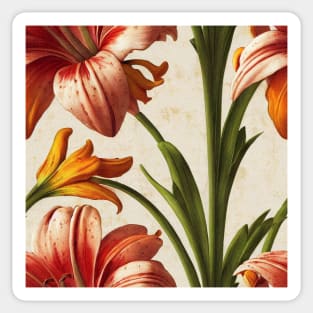 Daylily Rustic Vintage Botanical Floral Sticker